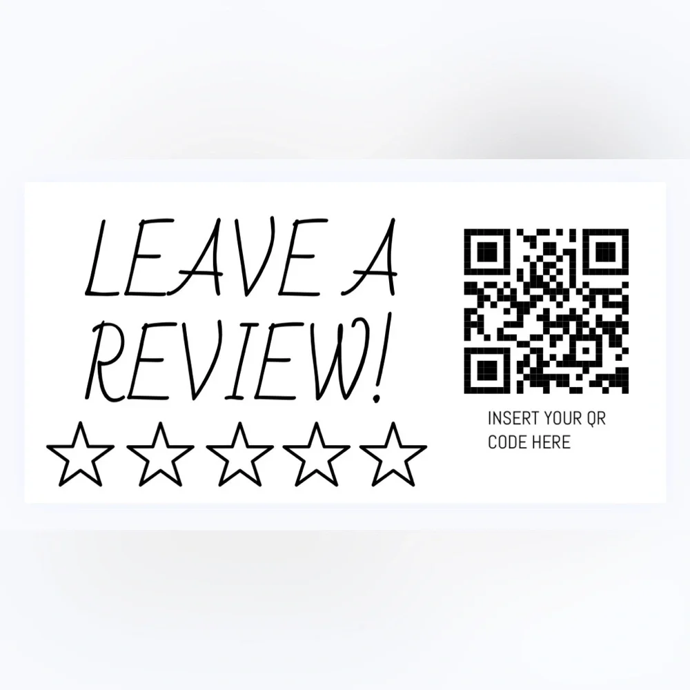 30 CUSTOM STICKERS - 2” x 1” - LEAVE A REVIEW - PERSONALIZED W/ YOUR QR CODE